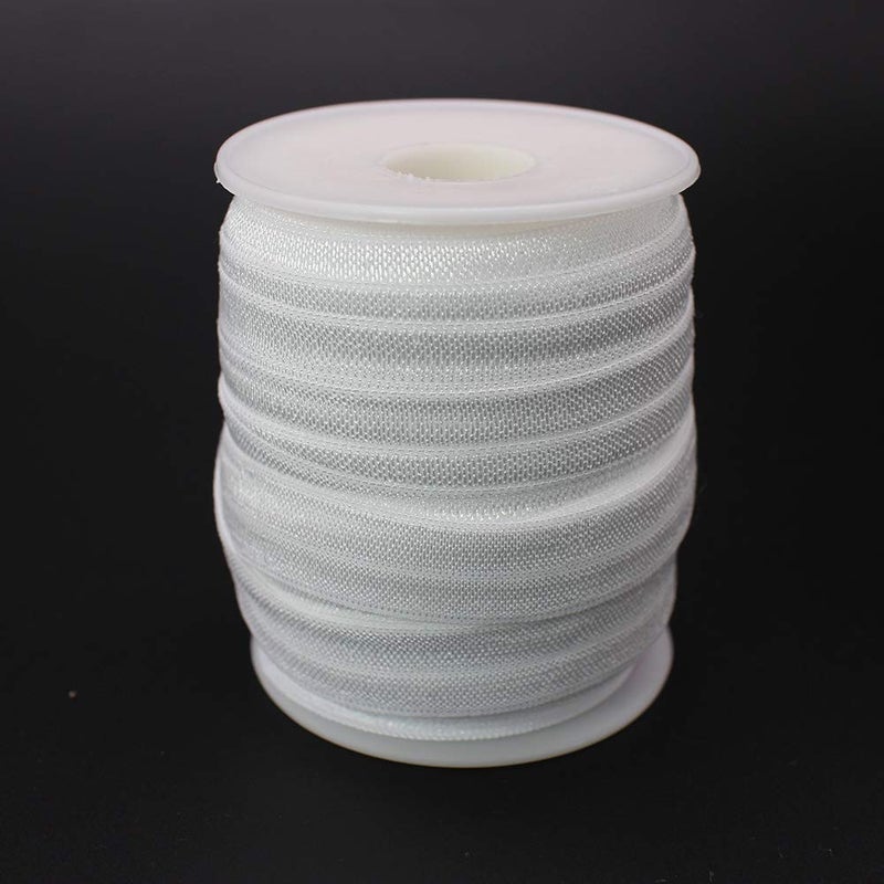 PAMIR TONG 25 Yards 5/8'' Fold Over Elastic FOE Headband Baby Hairbow Soft Foldover Elastic Binding Webbing Tape Craft Sewing (White) - Image 2